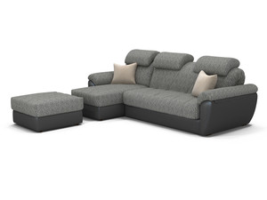 Диван Antares угловой с малым канапе и пуфом, цвет- Palladio plane grey 140 x 210